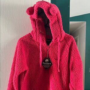 BearPaw Fuchsia Sherpa Hoodie with Ears